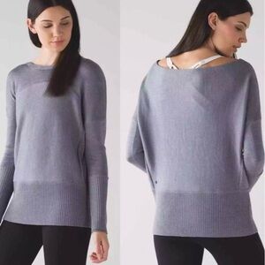 LULULEMON Women’s Heathered Arctic Grey SATTVA Sweater Merino Wool Size 8